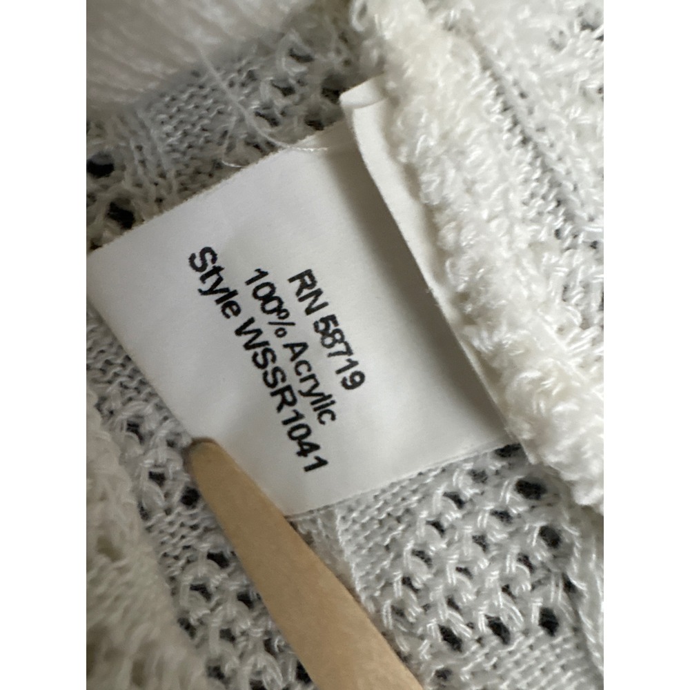 Cottagecore Whimsy Cozy White Pointelle Knit Cardigan Sweater 2X - Picture 4 of 7
